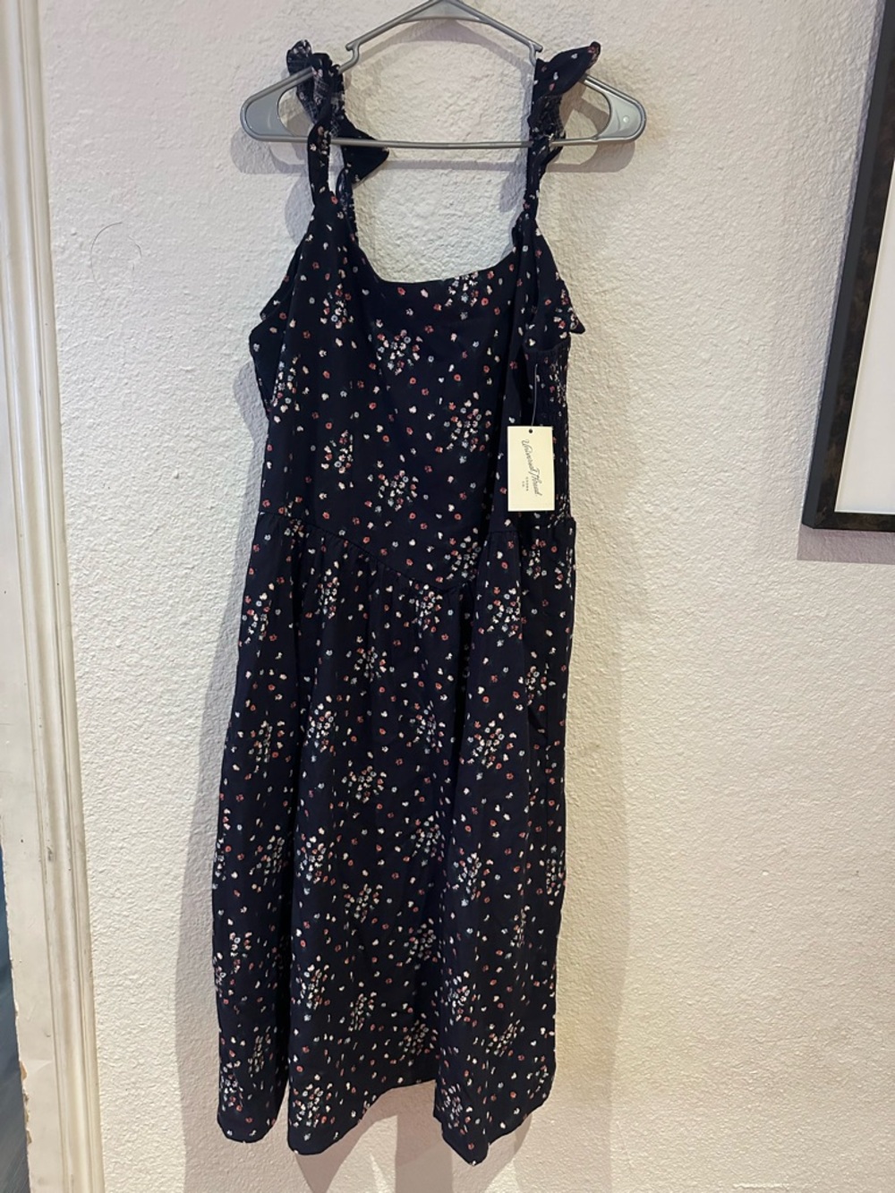 Universal Thread Blue Midi Dress with red and White Floral Print